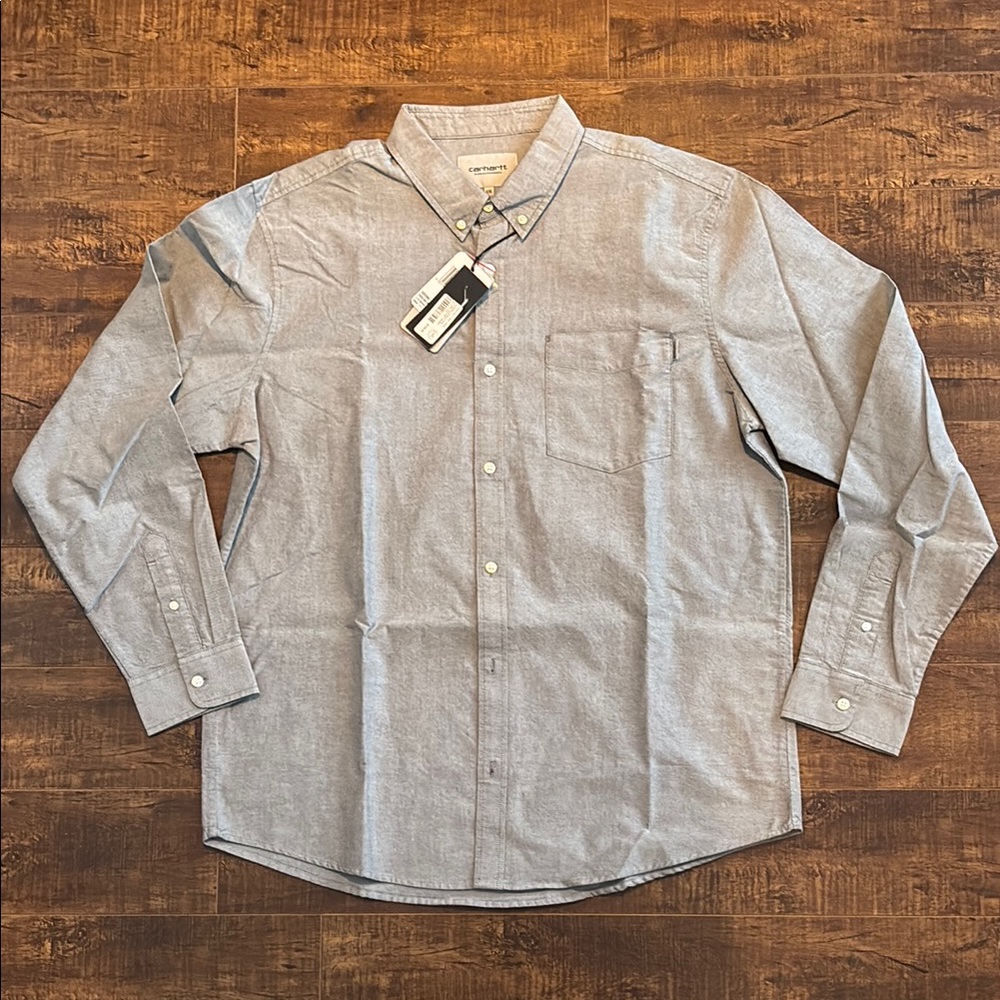 Carhartt WIP Gray Casual Button Down Shirt Slim Fit - men XXL